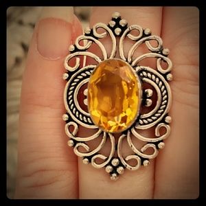 New Handmade Citrine 925 Silver Ring.